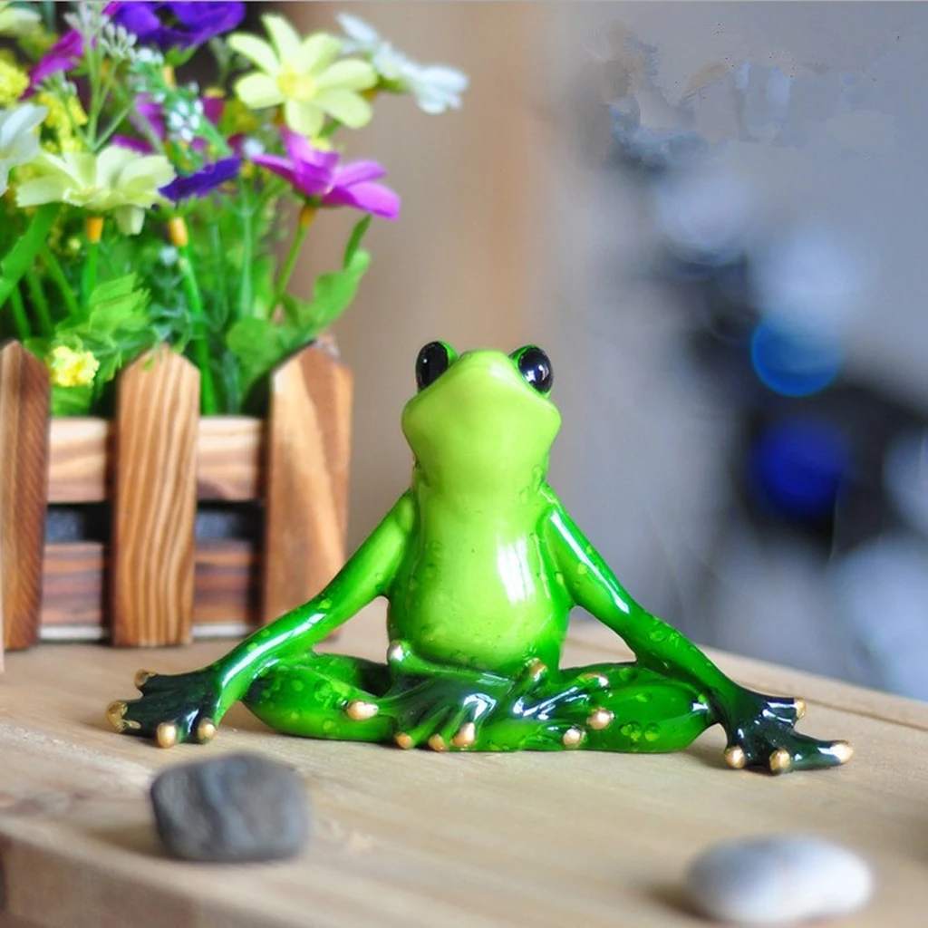 Creative 3D Yoga Frog Figurine Decoration Ornament Statue Home Garden Decor, Fish Tank Terrarium Ornament	