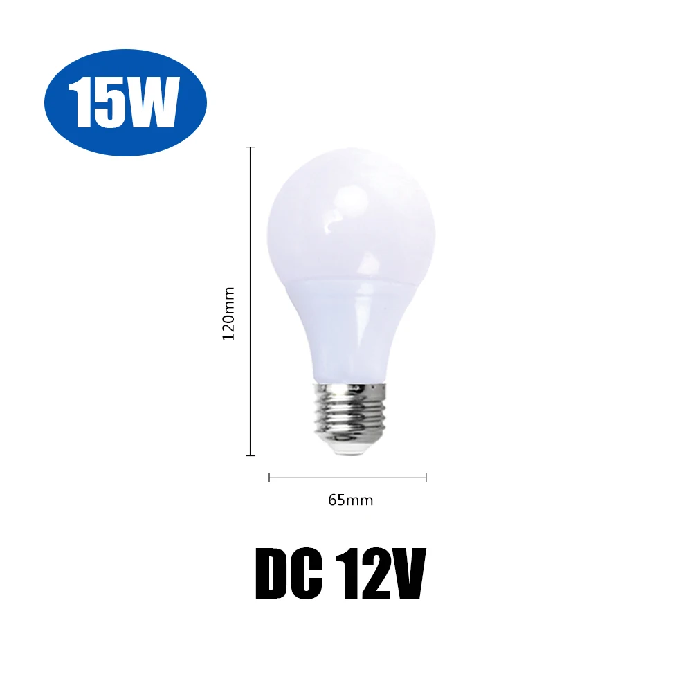 5 шт./лот DC 12 В светодиодный светильник E27 лампы 3 Вт 5 Вт 7 Вт 9 Вт 12 Вт 15 Вт Bombilla для солнечной энергии светодиодный светильник 12 вольт лампа с низким напряжением - Испускаемый цвет: 15W E27 DC12V