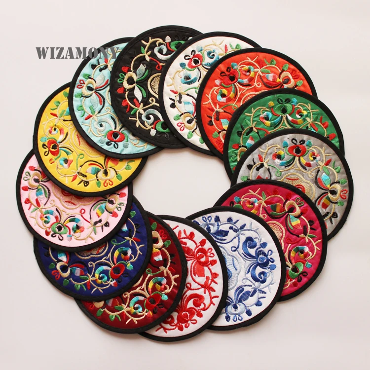 

Hot!1PCS!WIZAMONY Embroidery Random shippment Holder Coasters Cup Mat Tea Tray Chinese Round Tea Accessories for tea ceremony