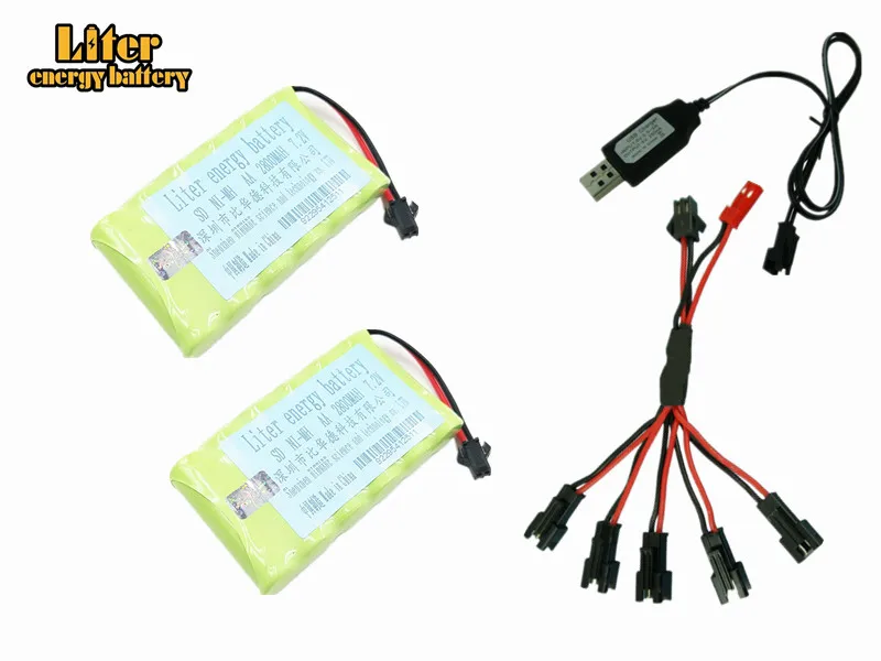7.2v 2800mah AA NI-MH Battery with charger High capacity electric toy battery Remote car ship robot rechargeable | Электроника