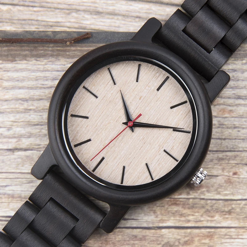 

Top Luxury Brand Mens Watches Leather Ebony Wood Man Unique sports Wristwatch Men's Quartz Clock Wrist Watch erkek kol saati A10