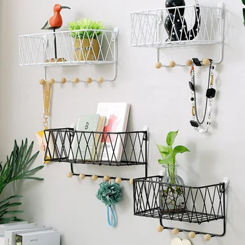 

Nordic Iron Hanging Racks Multi-function Sundries Wall Decoration Display Shelves Creative Mesh Wire Metal Room Storage Holders