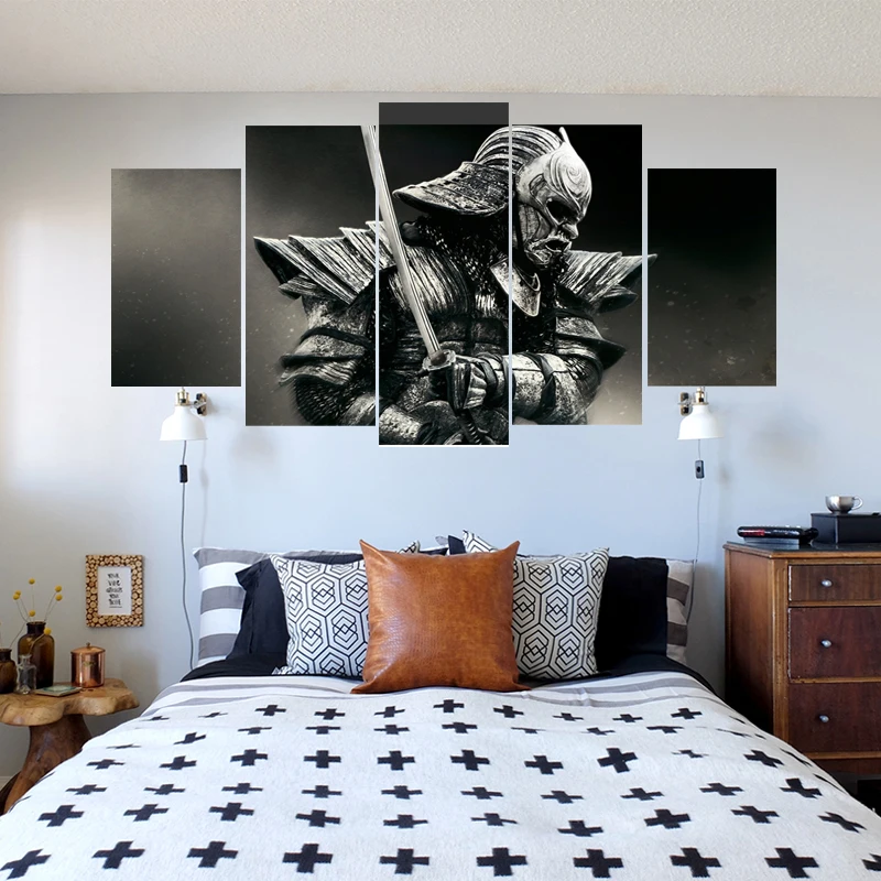 HD Canvas Spray Printing 5 Pieces Japanese Samurai Home Decoration Poster Paintings Unframed Dropshipping |