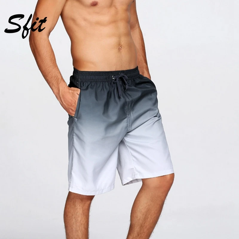 

Sfit 2019 Men Beach Shorts Swimwear Summer Swimming Trunks Water Sports Underwear Gradient Casual Large Size Elastic Sportswear