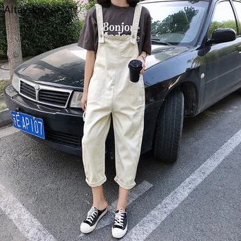 

Jumpsuits Women Solid Loose Korean Style Trendy Soft Summer New Breathable Pockets Womens Ankle-Length Chic Leisure Ladies Daily