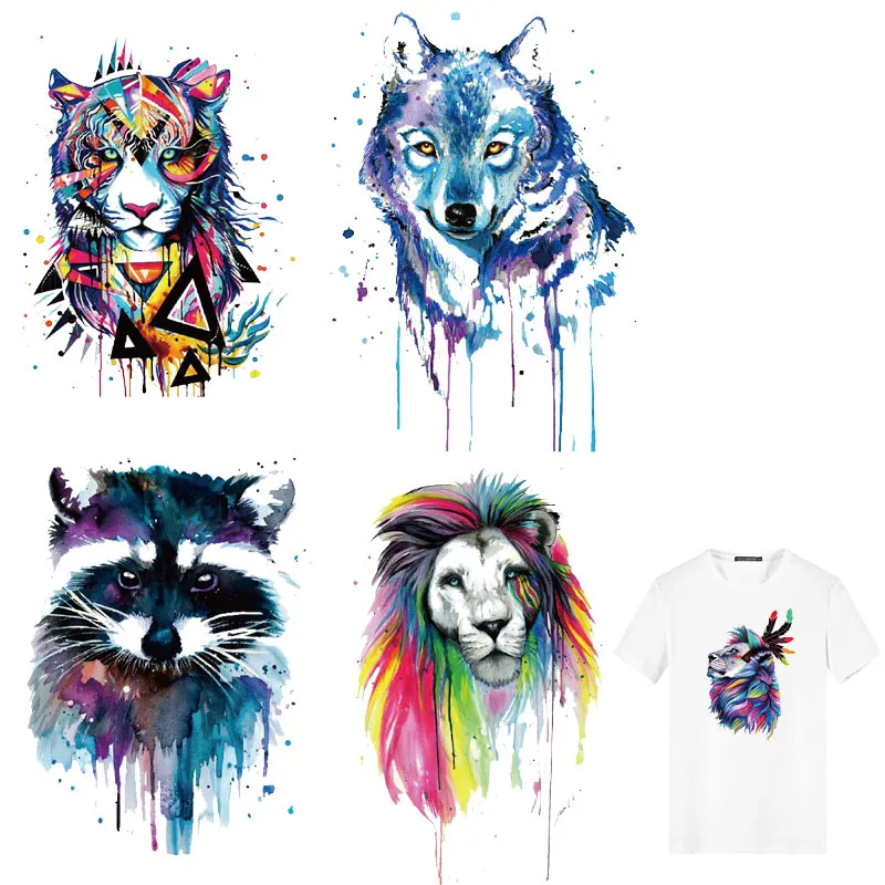 

Cute Colorful Dog Owl Tiger Animals Patches Clothing Applications Decor Heat Transfer Fusible Clothing Stickers DIY Tops PVC E