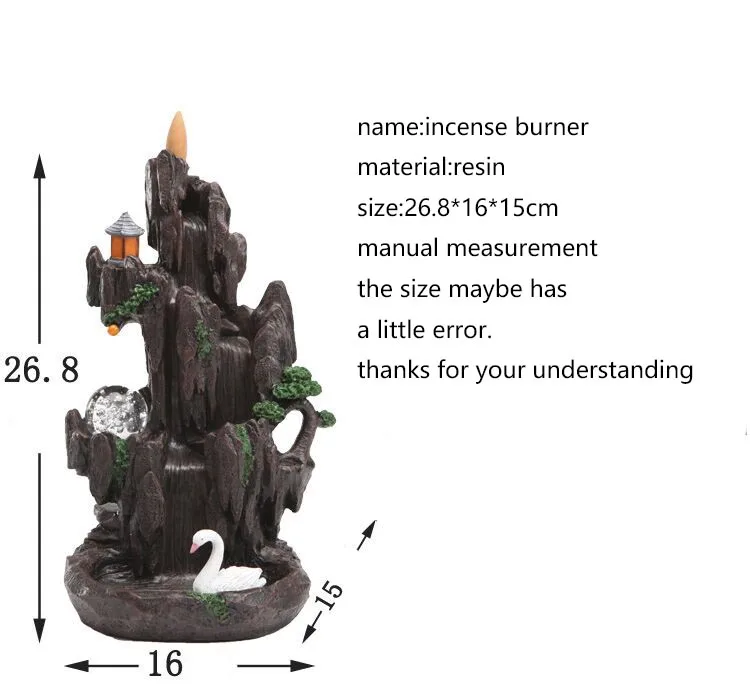 Винтажная курильница для благовоний, натуральная смола, высокая горная вода, дым, обратный поток, благовония, курильница, домашний декор, ремесла, скалы, как подарки
