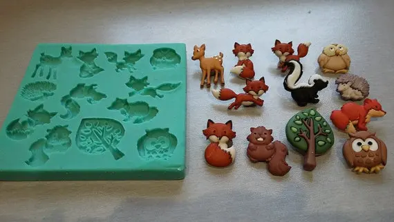 Силиконовая форма лесные животные конфеты торт формы для украшения помадка плесень глиняные формы для украшения торта