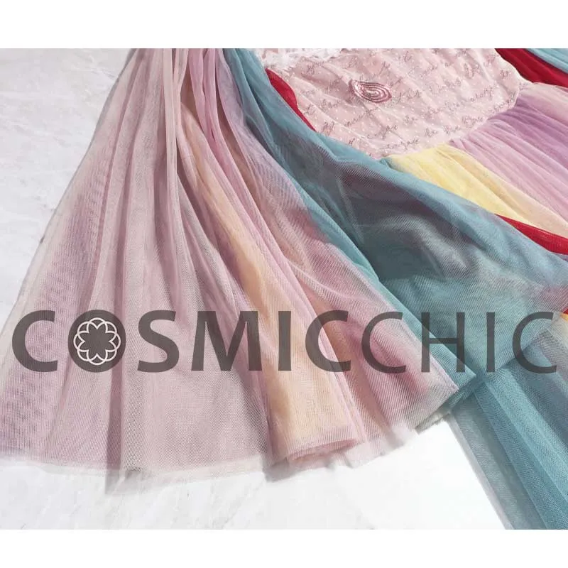 Cosmicchic высокой моды Тюль Вышивка Макси платье с расклешенными длинными рукавами цвет кружево бальное платье дворец Платья для вечеринок LY229