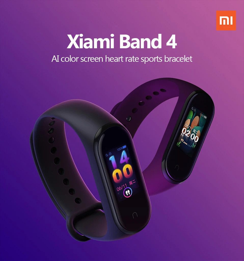 Xiaomi Mi Band 4 смарт-Браслет фитнес-браслет AMOLED цветной сенсорный экран Смарт-браслет пульсометр Bluetooth 5,0