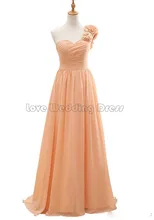 Elegant One Shoulder Long bridesmaid dresses Ruched Draped wedding party gown Flowers for formal party vestido