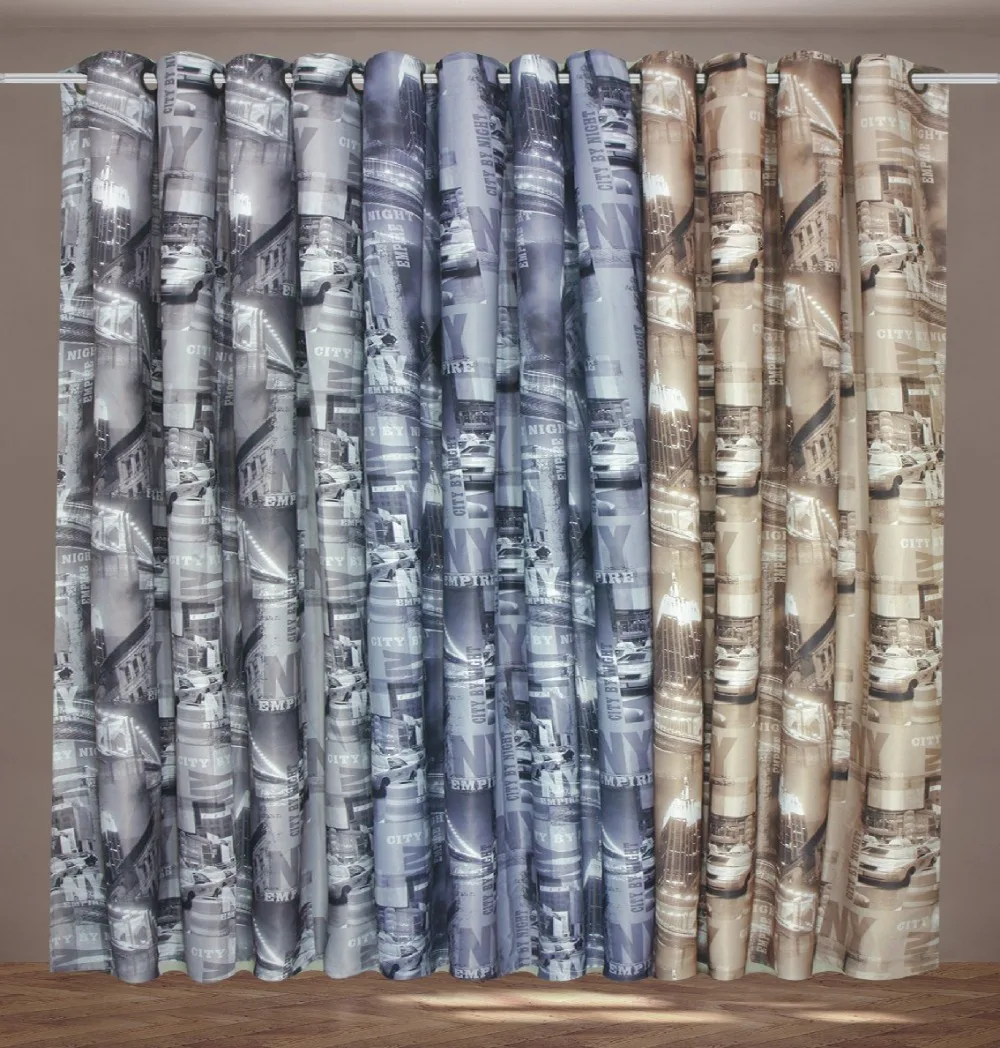 

blackout printed curtains with 8 grommets free shipping