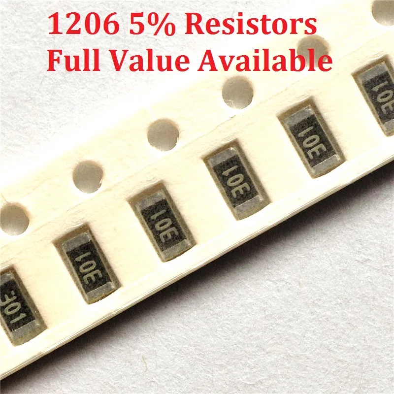 300 шт./лот SMD чип резистор 1206 750R/820R/910R/1 K/1,1 K 5% Сопротивление 750/820/910/Ом 1/1. 1/k резисторы 1K1