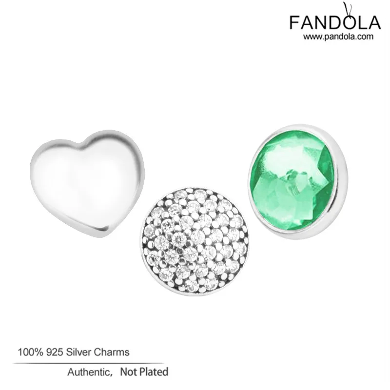 

Authentic 925 Sterling Silver Clear CZ May Petites Pack Birthstones Charm Fit Original Floating Metal Beads DIY Jewelry Making