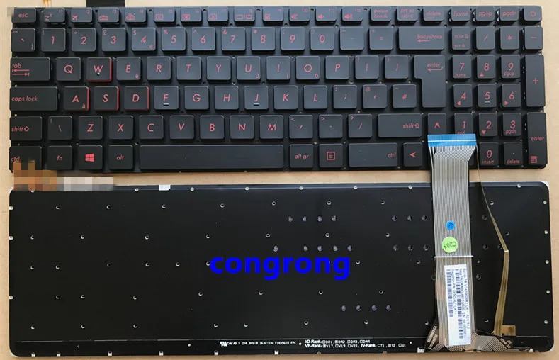 Клавиатура UI для ноутбука ASUS ZX50J ZX50V ZX50JX ZX50VW GL552 GL552J GL552V GL552VL с черной подсветкой |