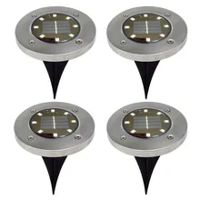 HoozGee 4 шт. 8 Светодиодный светильник для газона из нержавеющей стали, Солнечная лампа, наружное садовое освещение, декоративная Водонепроницаемая IP65 маленькая лампа