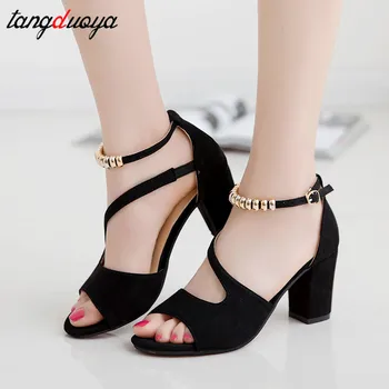 

summer sandals women shoes party ladies summer shoes woman buckle strap sandals ankle strap high heels 7cm sandalia feminina