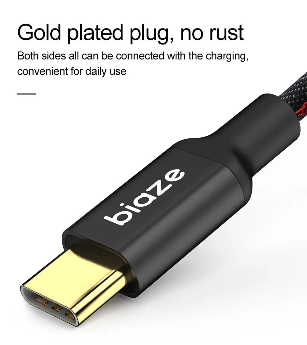 Biaze usb type C кабель для передачи данных Быстрая зарядка usb c кабель type-c USB кабель для зарядного устройства для huawei Xiaomi Mi 8 samsung S9 S8 plus Note 9 8