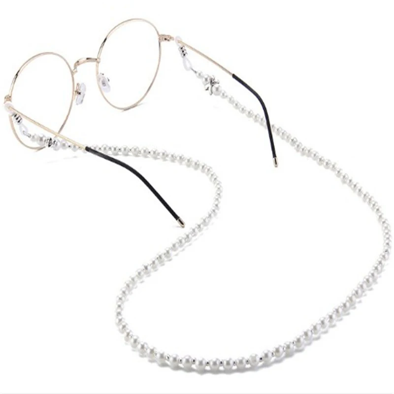 

Womens Eyeglass Chains Sunglasses Reading Beaded Glasses Chain Eyewears Cord Holder Pearl neck strap Rope Glasses Keeper