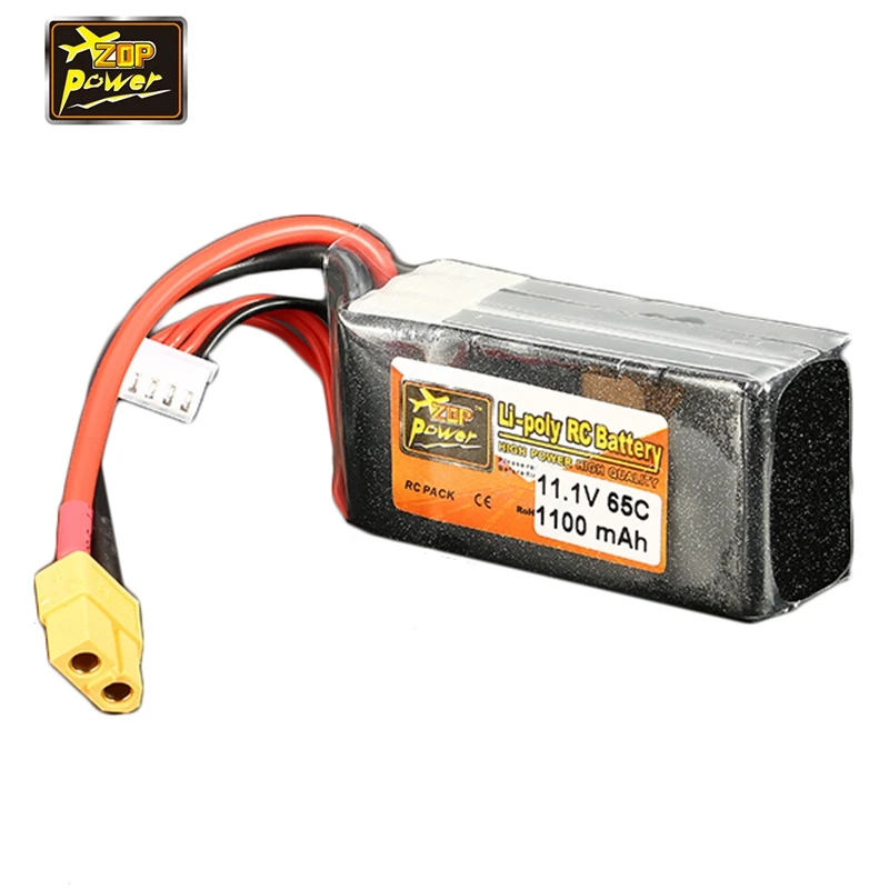 

ZOP Power 11.1V 1100mAh 65C 3S Rechargeable Lipo Battery XT60 Plug Connector For RC Model Racing Drone Quadcopter Charging