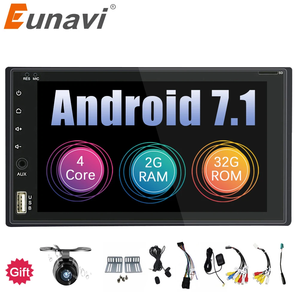 

Eunavi Octa Core 2 Din Universal 170*96mm Android 8.1 Car Radio Stereo System 2din pc GPS Navigation WiFi Bluetooth Touch Screen