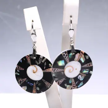 

Circular Earrings Abalone shellfish Earrings 3cm X 2cm Holiday Jewelry Party Jewelry