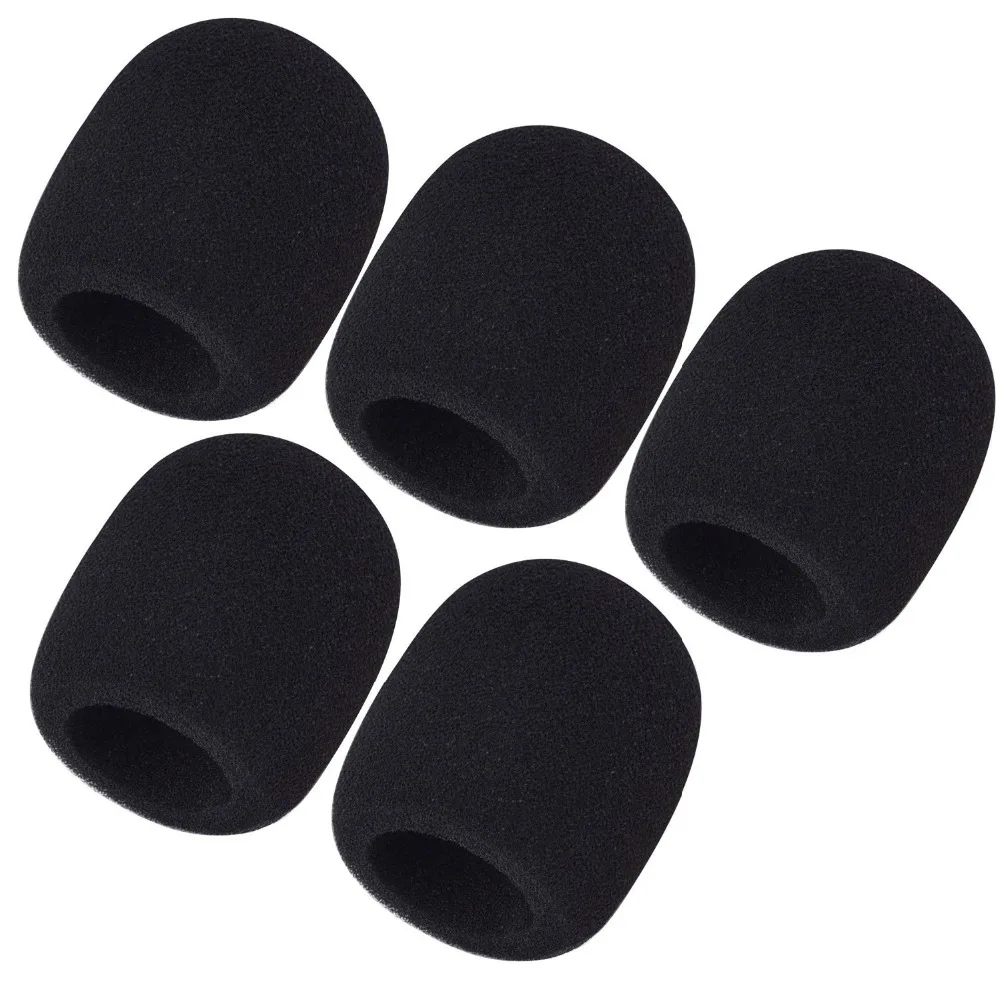

5 Pack Foam Mic Cover Handheld Microphone Windscreen, Black