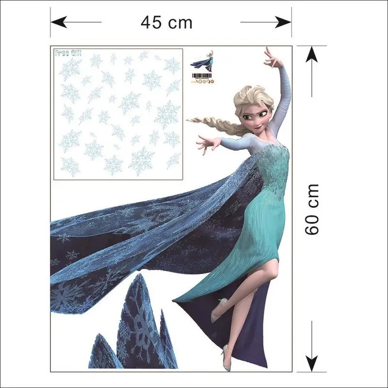 Cartoon Elsa Queen Snowflakes Frozen 2 Movie Wall Stickers For Kids Room Home Decoration DIY Girls Room Anime Mural PVC Poster