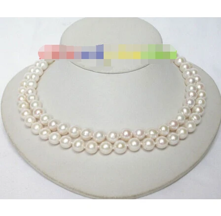

NEW 10mm 2row 16" natural round white freshwater pearls necklace j7080 ^^^@^Noble style Natural Fine jewe FREE SHIPPING