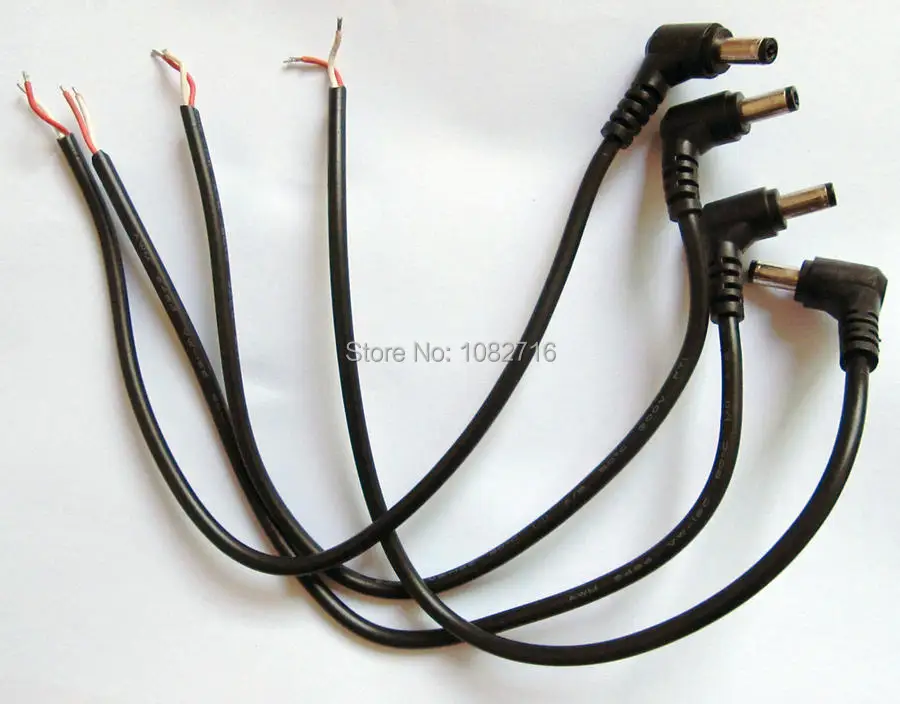 20 шт. 22AWG DC Коннектор для подключения питания один кабель 5 5x2 мм Мужской Угол L