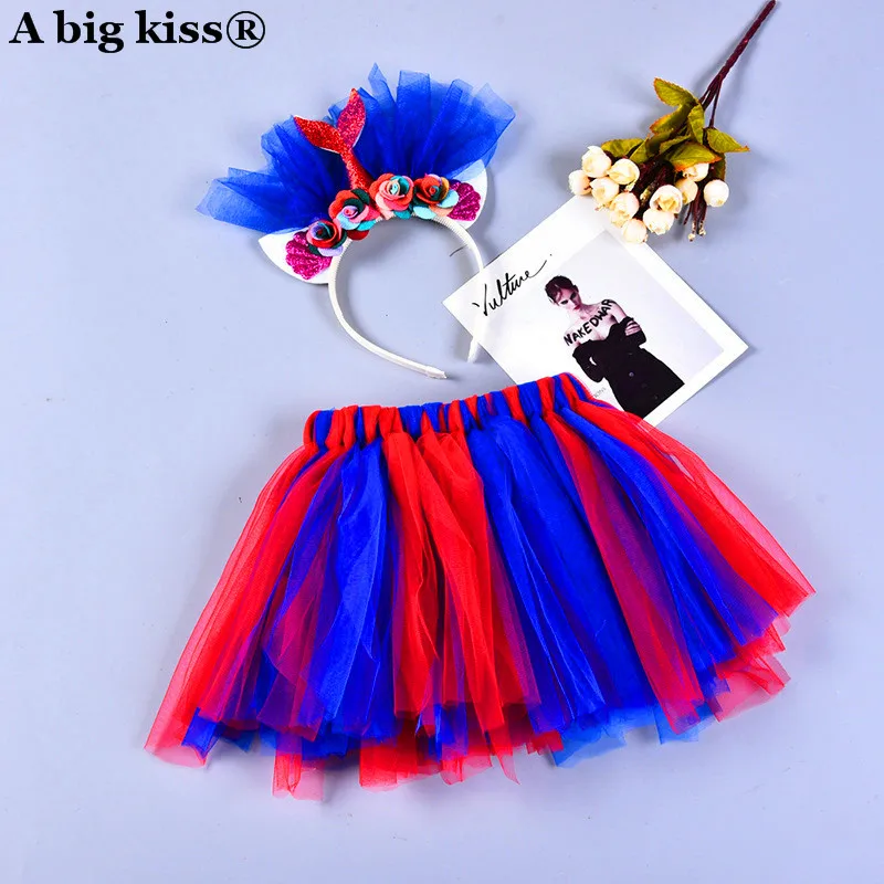 

New children's half-length rainbow Tutu skirt baby girl birthday party skirt hair band festival dance show tutu