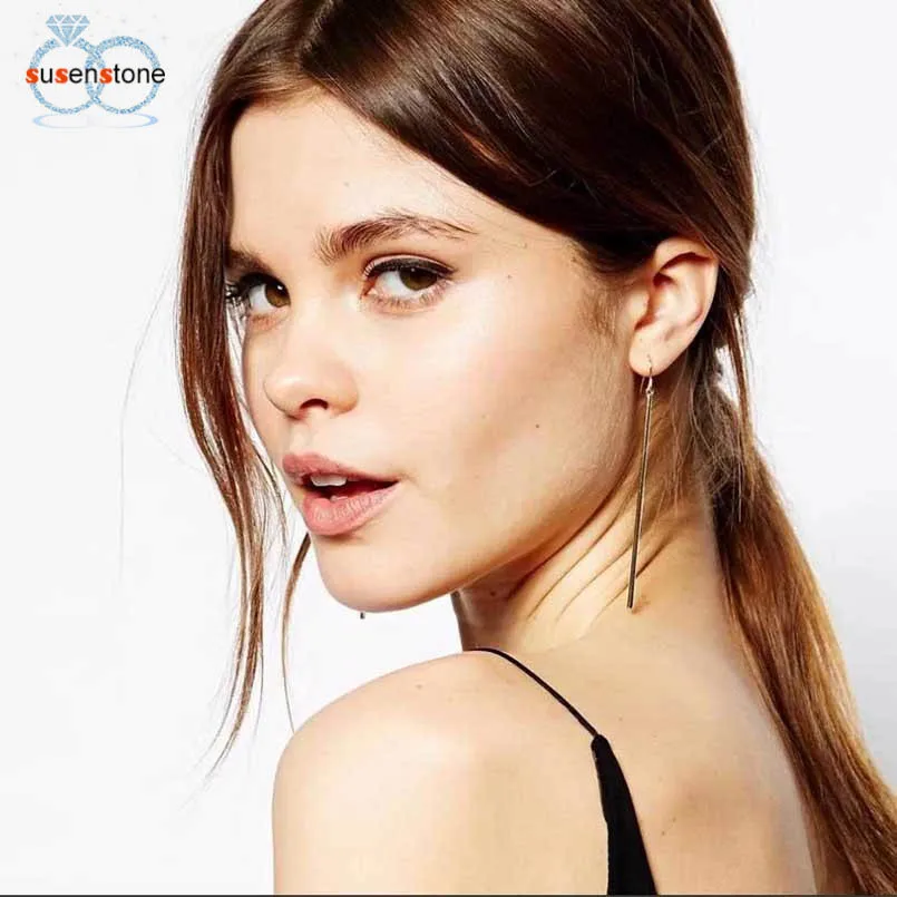 

SUSENSTONE 1pair Hooked Rectangle Earrings Fashion Lady Jewelry Earrings Sets