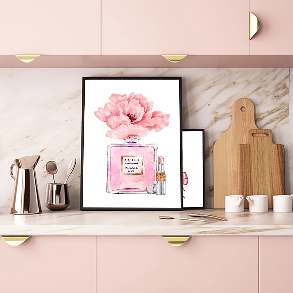 

Fashion Modern Perfume Bottle Canvas Painting Spray Color Art Poster Kids Girls Nursery Room Scandinavian Wall Murals Decor