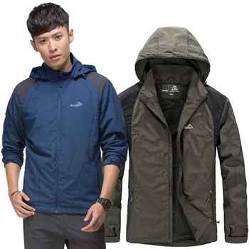 

Autumn Winter Fleece Windbreaker Jacket Waterproof Men Hooded Casual Jacket Military Style Loose Baggy Coat OUTWEAR Male Clothes