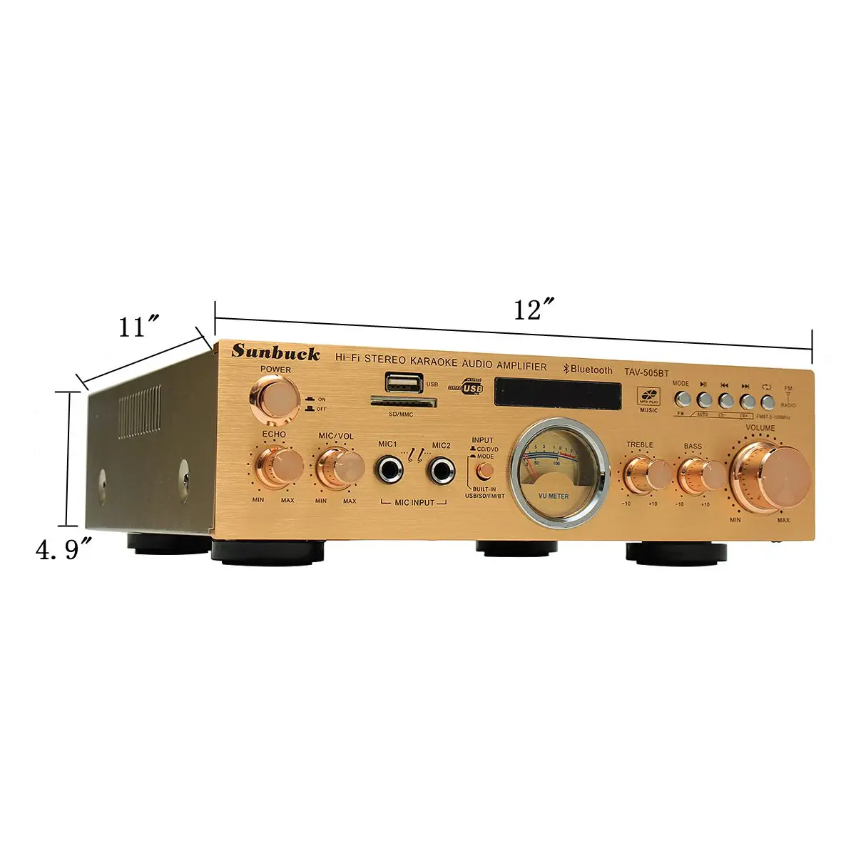 Sunbuck Signal bluetooth Audio Signal Power Amplifier 1200W 5 Channel Speaker with Remote Control Support USB/SD Card Sunbuck Signal bluetooth Audio Signal Power Amplifier 1200W 5 Channel Speaker with Remote Control Support USB/SD Card