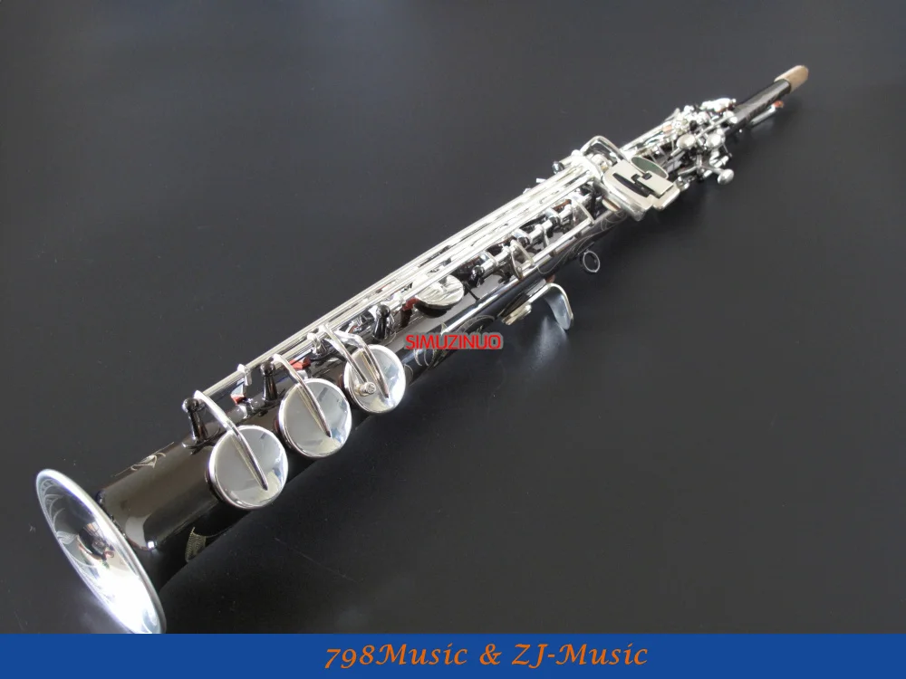 PRO Bb сопрано саксофон, черный, никель корпус, серебряный колокольчик и ключи