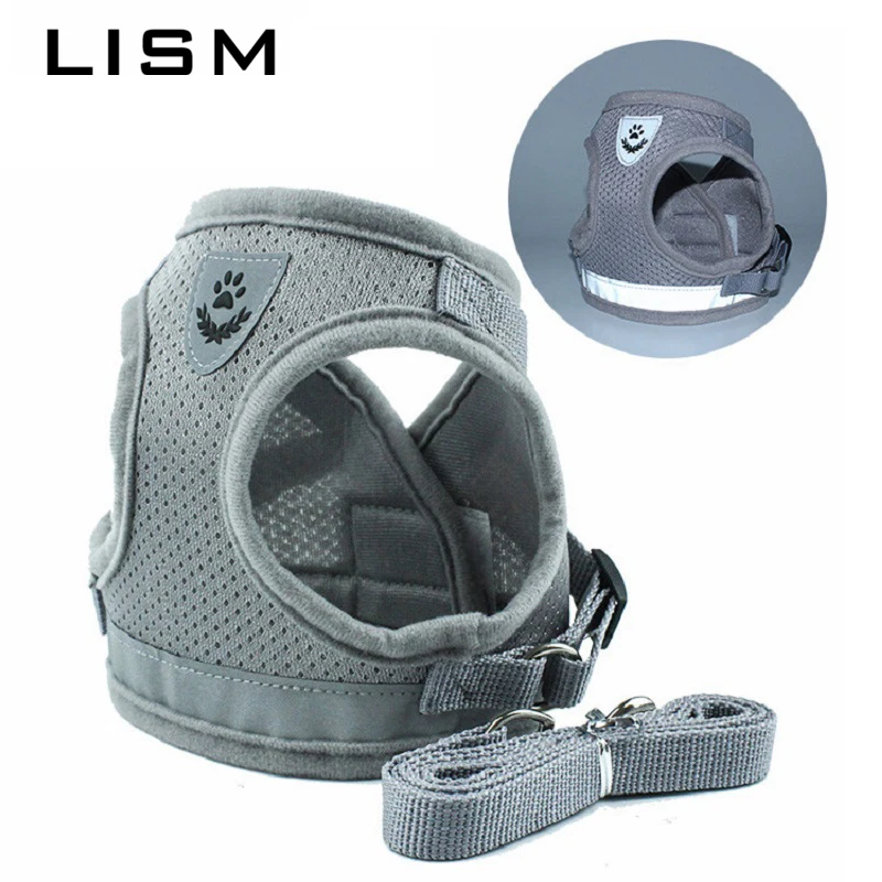 

New Dog Cat Harness Vest Reflective Walking Lead Leash for Puppy Dogs Polyester Mesh Harness for Small Medium Dog Pet Products