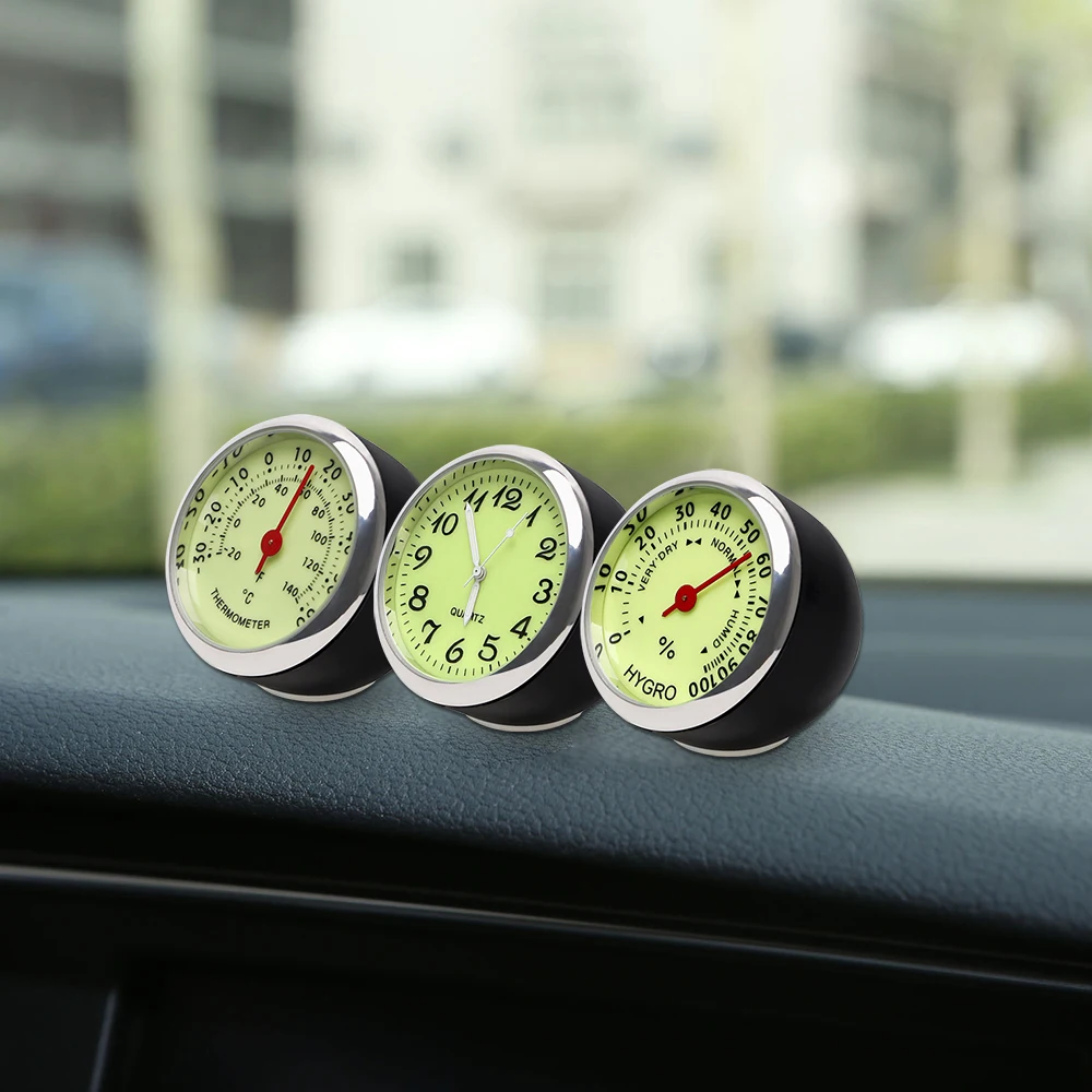 Luminous Car Clock Thermometer Hygrometer Car Dashborad Decoration Car