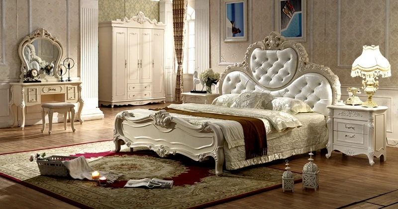 Estilo antiguo francés muebles elegantes juegos de dormitorio py 6015