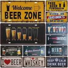 Nuevo Producto en oferta, plato de grupo de cerveza, placa de Metal para coche, número de lata, Bar, Pub, café, decoración del hogar, signo de garaje de Metal, pintura, signo de placa