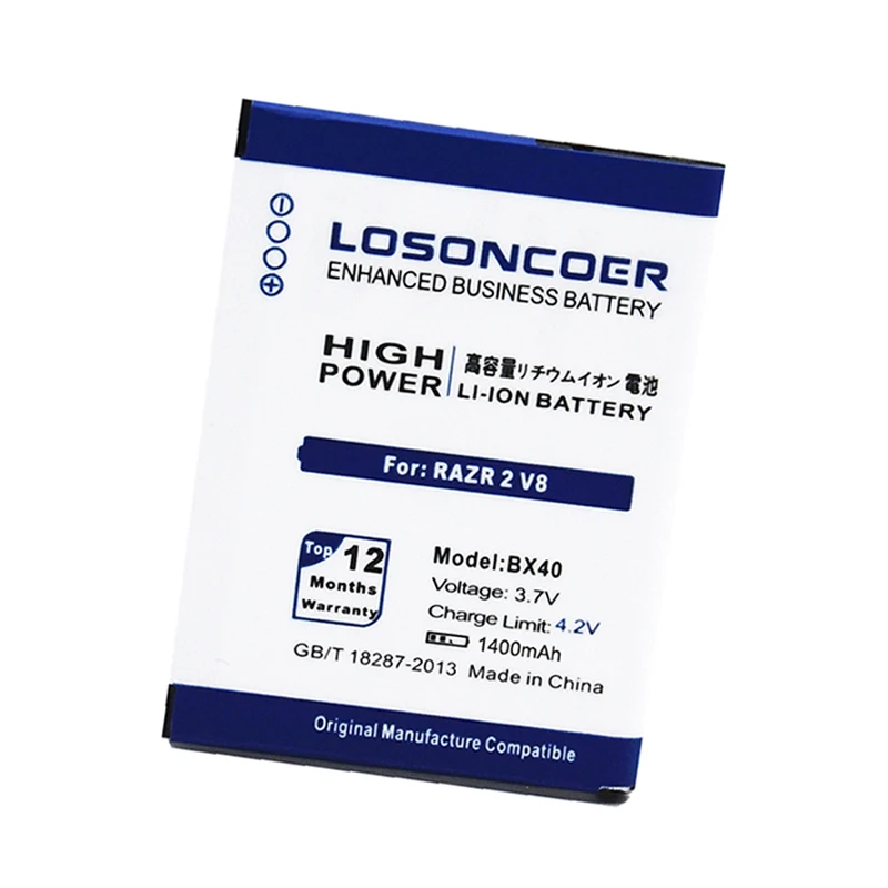 LOSONCOER 1400 мАч BX40 батарея для MOTOROLA RAZR 2 V9m RAZR2 V9 V8 + быстрое прибытие|Аккумуляторы