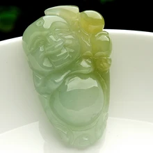 Кулон Будда из нефрита, Бирма, Huang Fei, станция, натуральный нефрит, ледяной воск, вид жадеита, кулон, подвеска, прилагается карта