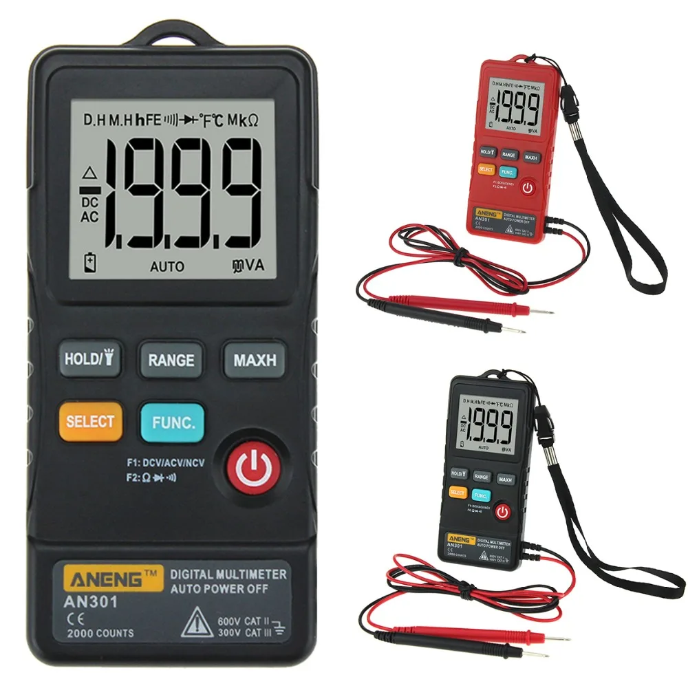 

AN301 Mini Digital Multimeter 1999 Counts LED Light AC DC Voltmeter Ohm Voltage Frequency Meter Tester Measure Tools
