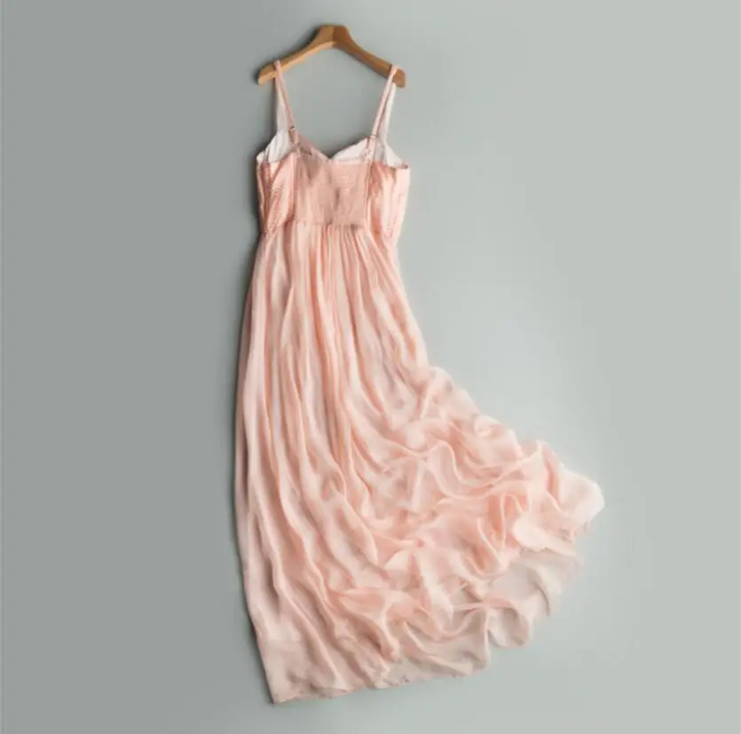 Шелковые платья женские элегантные розовые пляжные платья шелк Модное Длинное платье женская одежда высокого качества горячая распродажа