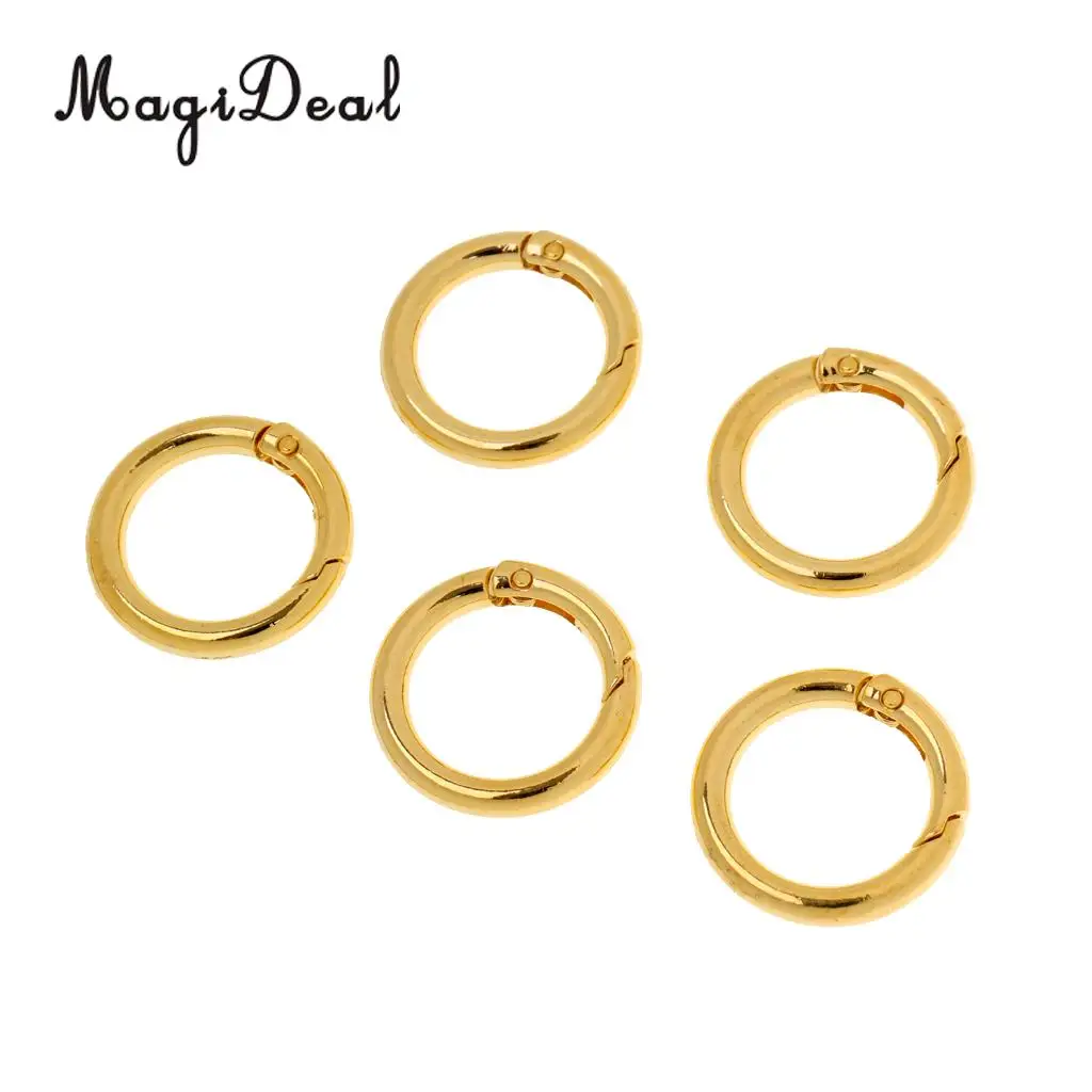 MagiDeal Light Weight 5 Pieces 28mm Alloy Round Carabiners Camping Spring Clip Keychain Circle Carabiner for Camping Hiking