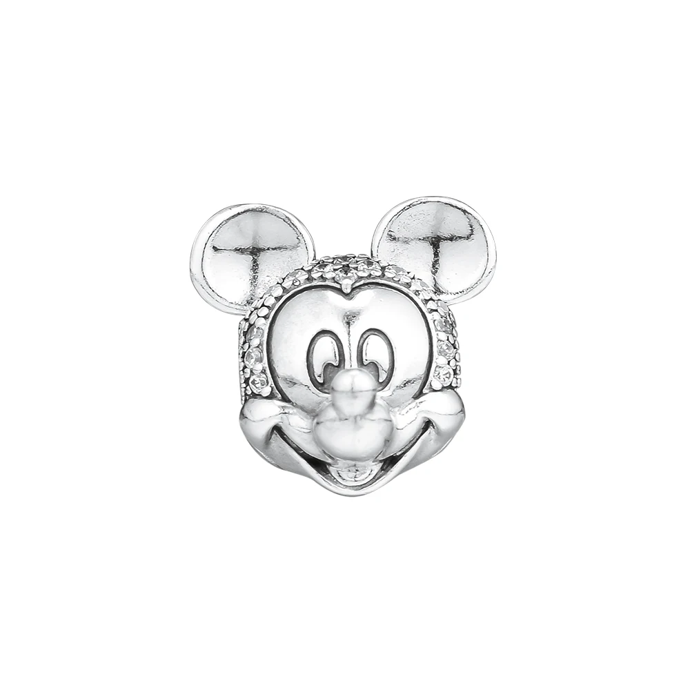 

100% 925 Sterling Silver Micki Mouse Shimmering Portrait Clip DIY Fits for Women Snake Chain Bracelets Fashion Jewelry