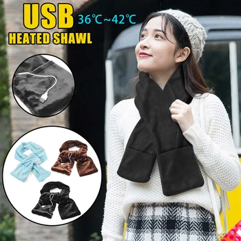

Electric Heated Shawl Mobile Heating Scarf Winter Warming Neck Hand Portable USB Powered Soft Ourdoor Indoor Car Home 18x148cm