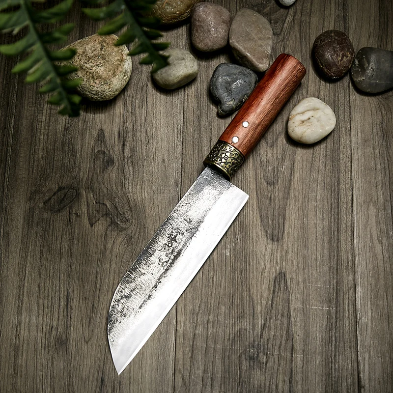 

Treasures Pure Handmade Forged Kitchen Japanese Style Chef Knife Clip Steel Basalt Cutting Meat Utensils Lady Slicing Knives