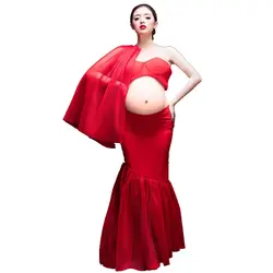 Беременности и родам Подставки для фотографий беременности и родам платья для фотосессий, одежда с принтом стрельбы для Беременные