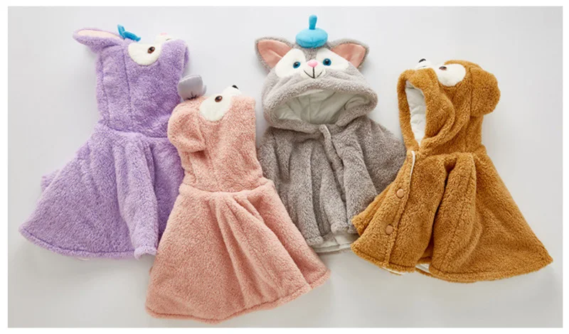  winter wind proof cloak for baby girls boys cotton warm jackets kids coats children clothes duffy bear coats (9)